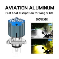 1 Buah Bohlam Lampu Depan Motor LED H4 H6 BA20D 3 Lensa Lampu Sorot Putih Kuning Kapur Hi-Lo Beam Mo