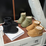 Children Short Boots Round Toes Kids Ankle Boots with Thick Fur 2025 Winter New Boys Girls Kids Leat