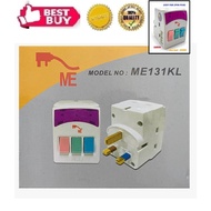 (Sirim Approved) Multiadaptor with 3Way Switch (ME131KL) (3250w) (Easy for 2pin plug)