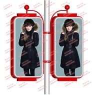 Papan Lutsinar Rongda Berbentuk Tanglung Lampu Jalan Kotak Lampu Atas Luaran Tiang Elektrik Dua Sisi