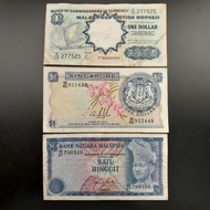 1Set3pcsMixSet Malaya&British Borneo Ship 1Dollar+Singapore Orchid 1Dollar+Malaysia S3 RM1 Duit Lama