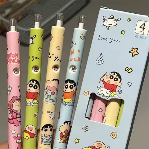 Crayon Shin chan Stationery Set Gifts Neutral Pen 4/6pcs Notebook Set Student Birthday Gift Notebook
