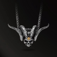 撒旦惡魔925銀吊墜18k金 骷髏首飾 地獄暗黑系男士原創設計