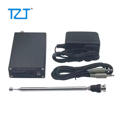 TZT 1mW PLL Stereo FM MP3 Transmitter Mini Radio Station 87-109MHz w/ Power Adapter Antenna Wire