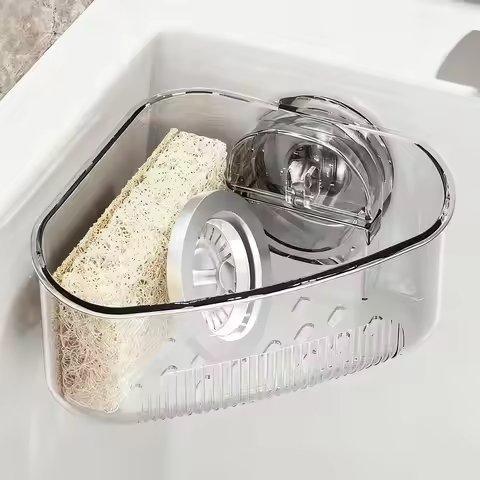 Suction Cup Sink Corner Rack Corner Sinks Strainer Basket Sponge Holder Kitchen Sink Organizer Stora