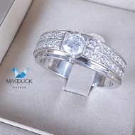 Madduckjewels 925 CZ Silver Ring/Moissanite/Lab Grown Diamond Rhodium Plated Wedding Engagement RG20