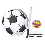 Soccer Pinata Pull String Soccer Ball Pinata with Stick Blindfold Confetti Sports Theme Birthday Par