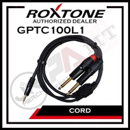 Roxtone (GPTC100L1) 1 x 3.5mm Stereo Plug- 2 x PL55 6.3mm Mono Plug 1 meter Audio Connection Cable