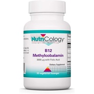 Nutricology B12 Methylcobalamin Supplement - Vitamin B12 and Folate, with 400mcg Folic Acid, Pure, V