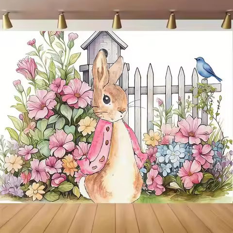 1 Peter rabbit-themed polyester background, multi-purpose for festival and room decoration, festival
