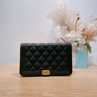 chanel Boy Wallet on Chain 香奈兒黑色荔枝皮 WOC