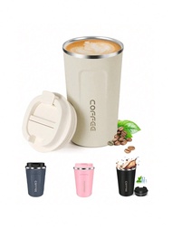 1 ชิ้น แก้วกาแฟเดินทาง กันรั่วและกันหก แก้วกาแฟที่สามารถใช้ซ้ำได้ มีฝาปิด แก้วกาแฟสแตนเลสเก็บความร้อ