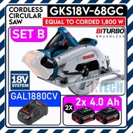 GKS18V-68GC PROFESSIONAL 18V CORDLESS CIRCULAR SAW BI-TURBO BRUSHLESS MOTOR C/W GAL1880CV CHARGER + 