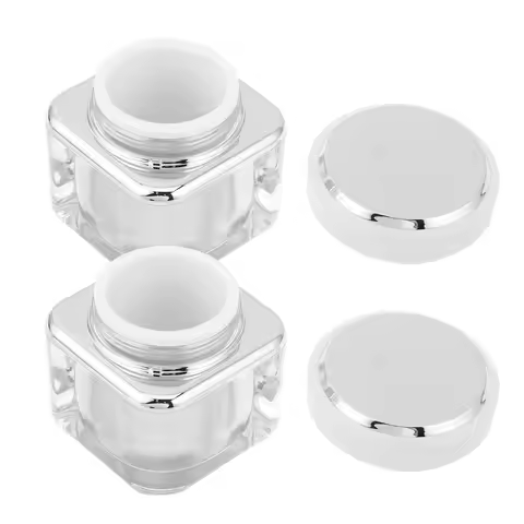 2Pcs Acrylic Jar Refillable Face Cream Container 50G Empty Makeup Sample Jars Moisturizer Storage Sk