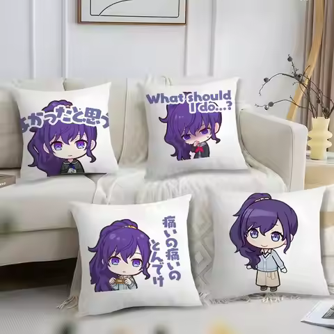 A-Asahina Mafuyu Chibi Pillow Case Short Plush Print Cushion Cover Square Throw Pillow Covers Sofa H