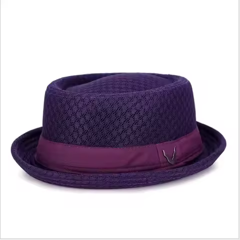 New Breathable Hat England Mesh Flat Straw Hat Retro England Jazz Foldable Sun Hats Panama Casual Pa