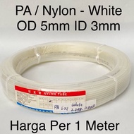 PA Nylon Tubing Hose White 5mm x 3mm OD 5mm ID 3mm Thickness 1mm Tube | PA5 Pneumatic Polyamide Tube
