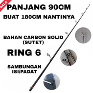 Sambungan atas joran pancing panjang 90 cm bahan carbon solid/sutet/cocok untuk galatama