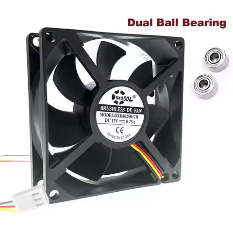 SXDOOL 80mm 12V Dual Ball Bearing Computer PC Cooling Fan,80X80X25mm 8025 0.27A 4000RPM 3 Wire 3-P 3