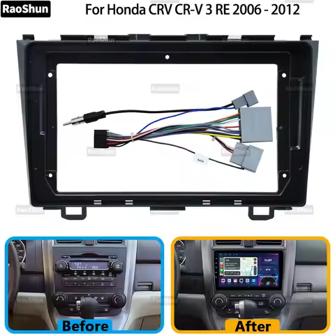 Car Android Radio Stereo Player Panel Frame Fascia For Honda CRV CR-V 3 RE 2006-2012 Navigation Harn