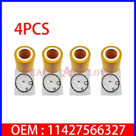 4PCS Engine Oil Filter 11427566327 for BMW 328i 335i 335xi 528i 535i 740i Z4 X3 X5