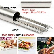 URJUMPEA 20pcs Metal BBQ Skewers Practical Flat Kabob BBQ Sticks