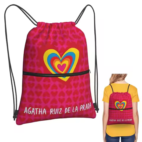 Agatha Ruiz-De La-Prada Pattern Backpacks Portable Drawstring Bags Shoes Bag Book Bags for Man Woman