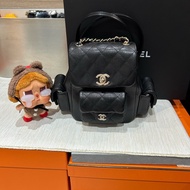 全新CHANEL Duma backpack AS4399 黑魚子醬牛皮淡金釦菱格紋