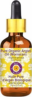 Deve Herbes Pure Organic Argan (Moroccan) Oil (Argania spinosa) with Glass Dropper Natural Therapeutic Grade Cold Pressed 30ml (1 oz)