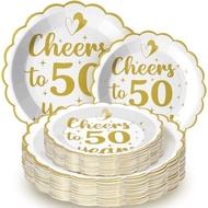 60 Pieces 50th Anniversary Wedding Anniversary Plate Wedding Anniversary Party Decoration Golden Che