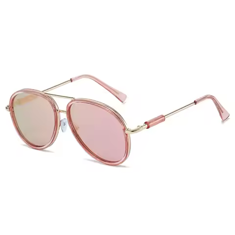 2025 Classic Aviation Sunglasses Women Pink Mirrored Pilot Flat Lens Uv400 Sun Glasses Travel Eyewea