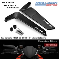 REALZION MT03 MT07 Rearview Winglet Mirror Motorcycle Mirrors Rotate Mirror Adjustable Mirror For Ya