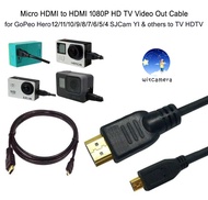 1.5M Micro HDMI To HDMI 1080P HD TV Video Out Cable for GoPro Hero 13/12/11/10/9/8/7/6/5/4/3 SJCam Y
