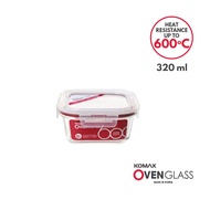 Komax Oven Glass Square Food Container 320ml | BPA Free | Airtight and Leak Proof Food Keeper