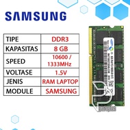 SAMSUNG DDR3 8GB 10600/1333MHz LAPTOP RAM SODIMM 1.5v 8GB