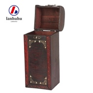 LANHUHU Wine Box, Wooden 13.78 x 5.31 x 4.72in Wine Gift Box, Retro Single Bottle Capacity Lid And H