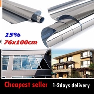 Mirror Silver 15% Solar Reflective Window Film One Way Insulation Privacy Stickers 76x100cm ,1-2days