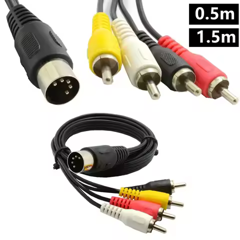 5Pin DIN Male MIDI Cable to 4 RCA Male / Femla Plug Audio Cable For Naim Quad Stereo Systems 5P DIN 