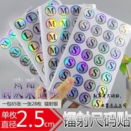 Clothing Size Label Sticker Round Laser Cool Self-adhesive Size Sticker Transparent Size Label Stick