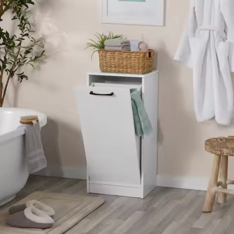 Ardent Tilt-Out Laundry Hamper Cabinet in White Finish