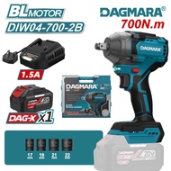 DAGMARA DIW04-700-2B 700N.m 1/2" 20V Brushless Impact Wrench 4.0Ah Battery & Charger, 17‑22mm CR-MO 