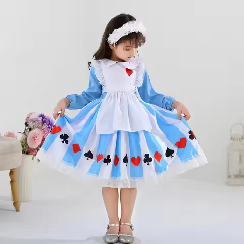e,4;v'6\k/Girl Maid Lolita Dress Pirncess Wonderland Alice Costume Baby Cosplay Servant Family Party