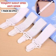 Pengait Sprei Ujung Kasur Anti Geser Set Isi 4pcs Penjepit Sprey Springbed Bed Cover Jepitan Sprei U