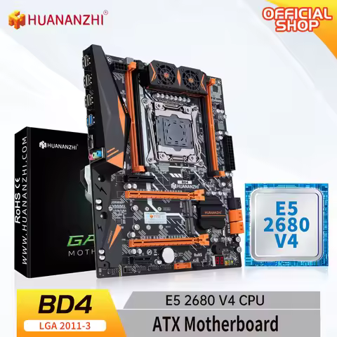 HUANANZHI X99 BD4 with E5 2680 V4 LGA 2011-3 X99 Motherboard Support DDR4 Combo Kit for High-End Gam
