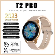 2023 New T2 Pro Smart Watch Man Round Bluetooth Calls Health Monitoring Smartwatch Man Women Sports Fitness Watches For Xiaomi