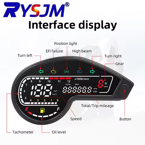 Motorcycle Speedometer LED Odometer Tachometer with Fuel Gauge Turn Signal High Beam Lamp for Honda 