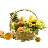 FNP Mixed Flowers & Assorted Fruits Oval Basket