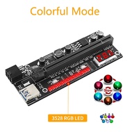 PCIE Riser 15X Plus PCI-E 16X Riser VER15X Riser Card 6Pin Power 14LED Lights Temperature Display for Miner Mining