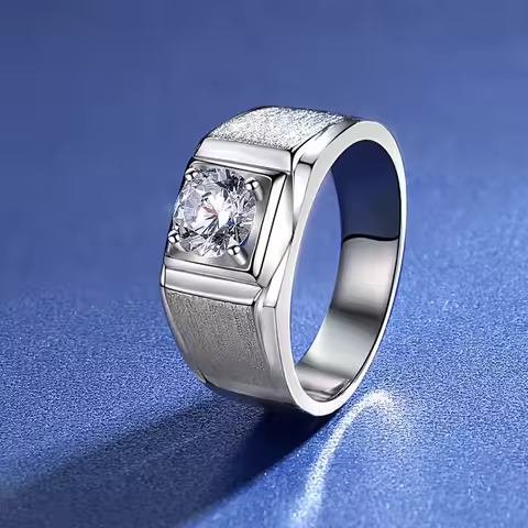 Luxury 18K Solid Platinum PT950 Frosted Live 100% Original Certified Moissanite Diamond Ring for Men