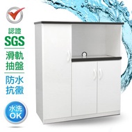 [特價]IHouse-SGS 防潮抗蟲蛀緩衝塑鋼三門一拖置物電器櫃白